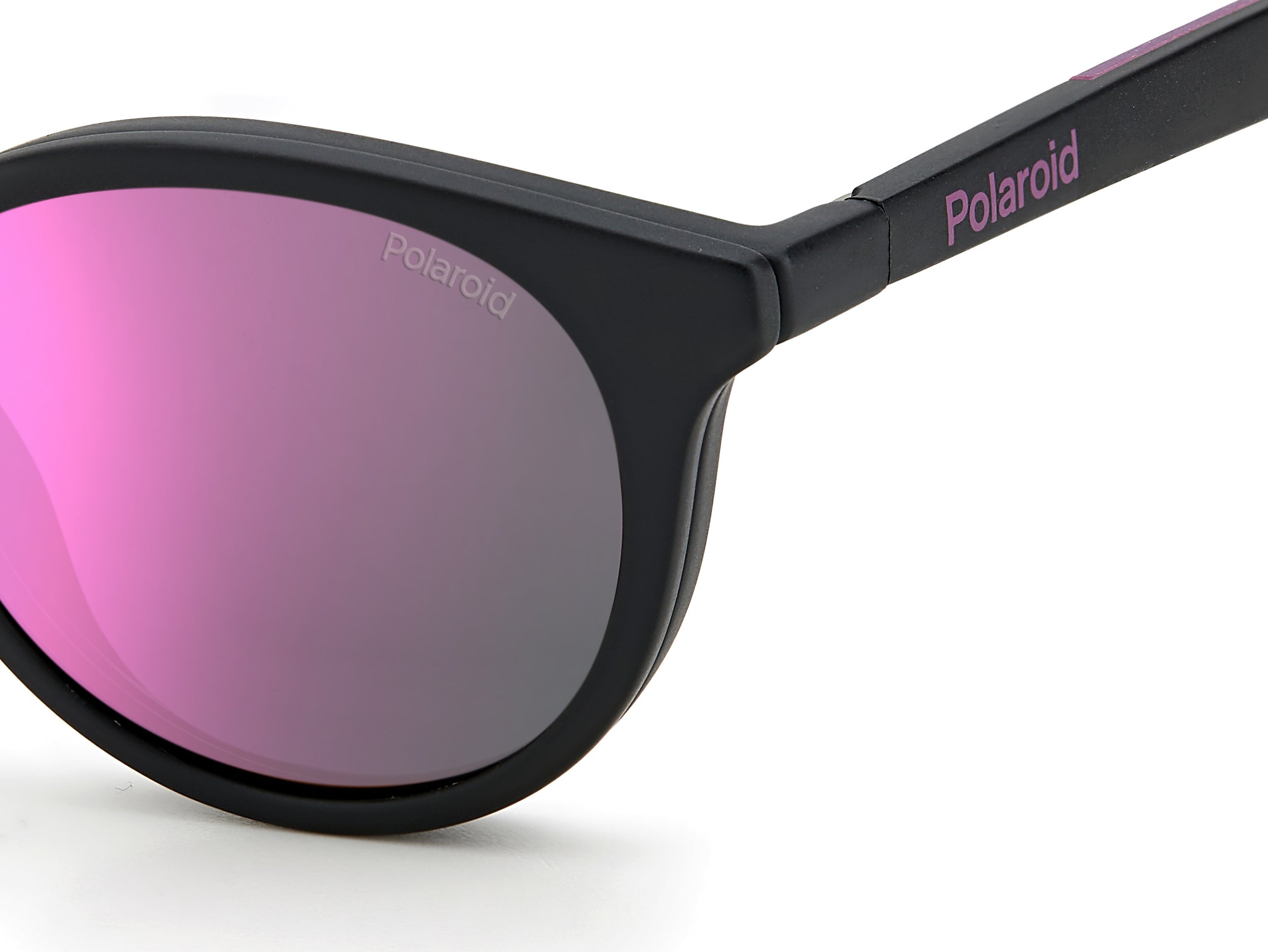 Polaroid Kind Polaroid PLD 8044/CS 5F3/AI Sonnenbrillen Plastik Schwarz-undurchsichtig Violett Rund Gespiegelt Clip-on