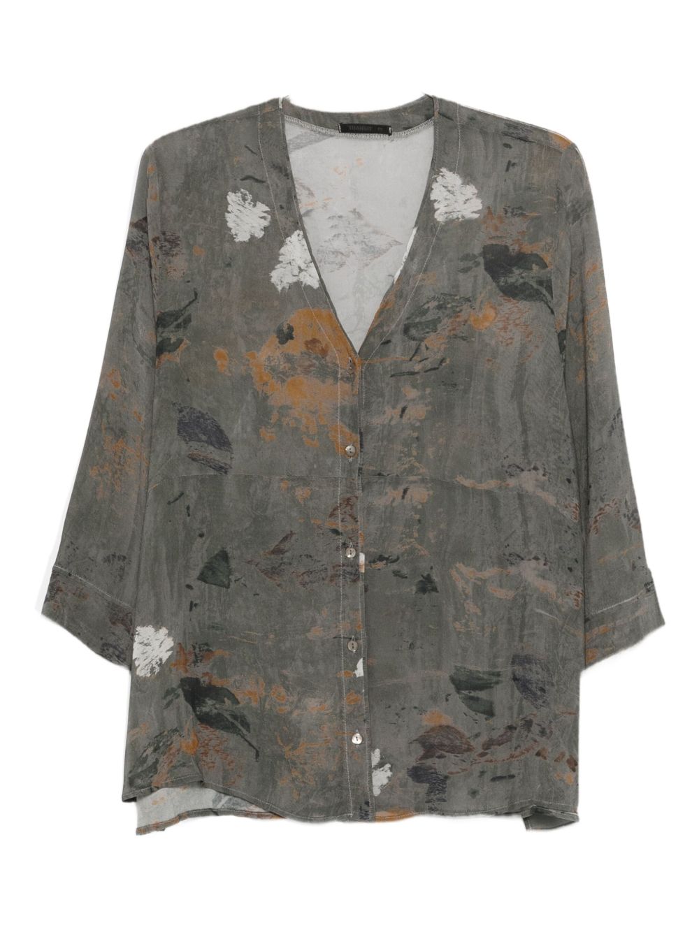 Floral-print button shirt - Grey
