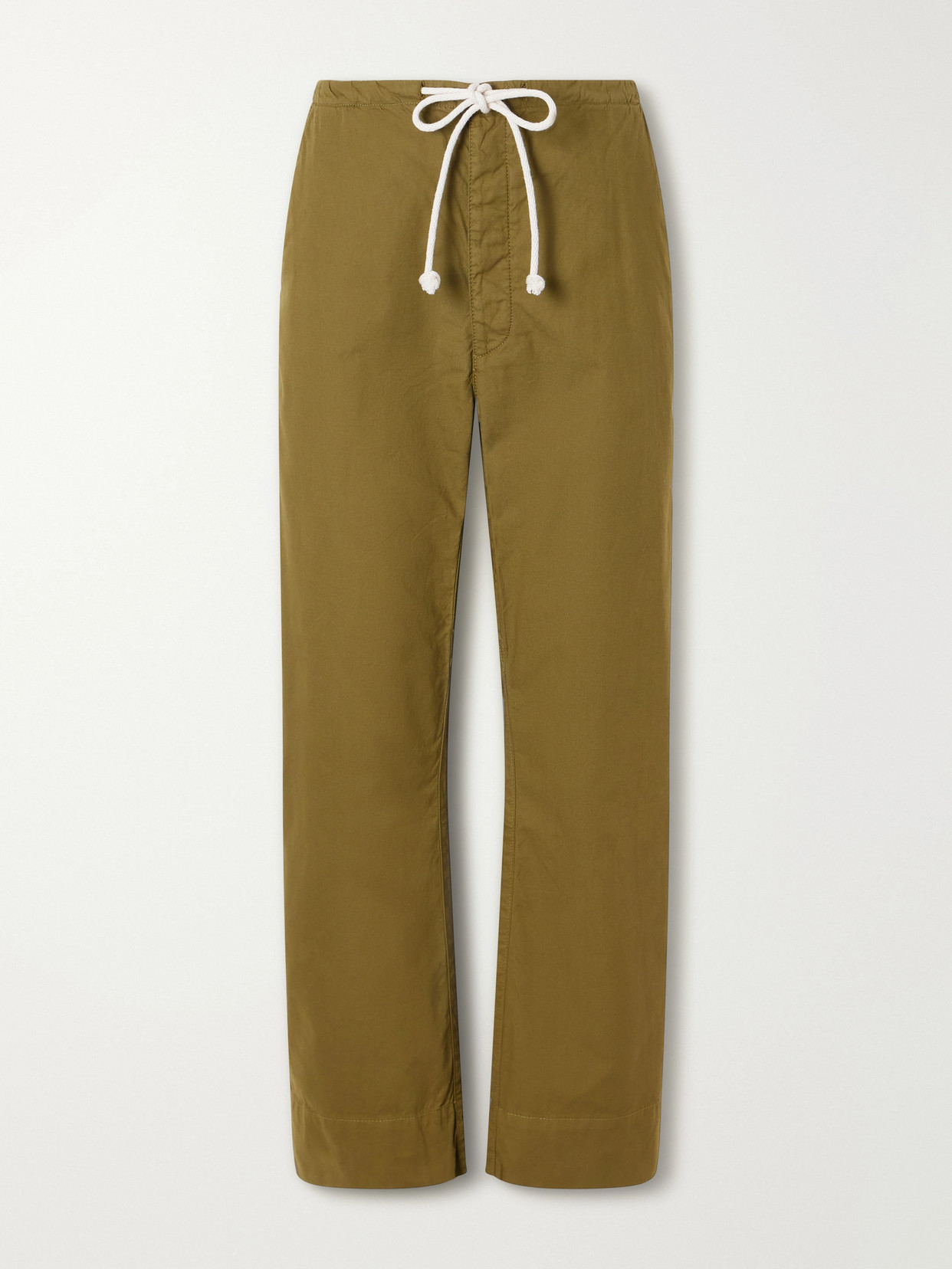 The Rope Tie Cotton Wide-leg Pants - Army green