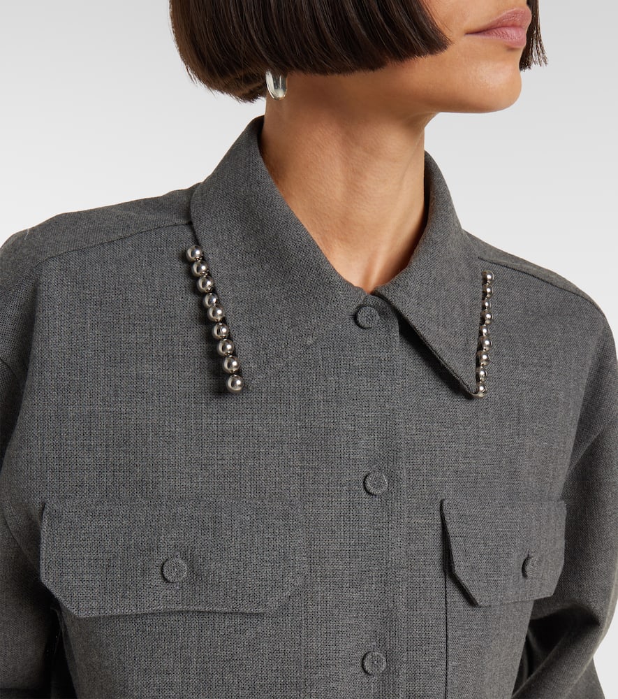 Beaded wool canvas shirt
