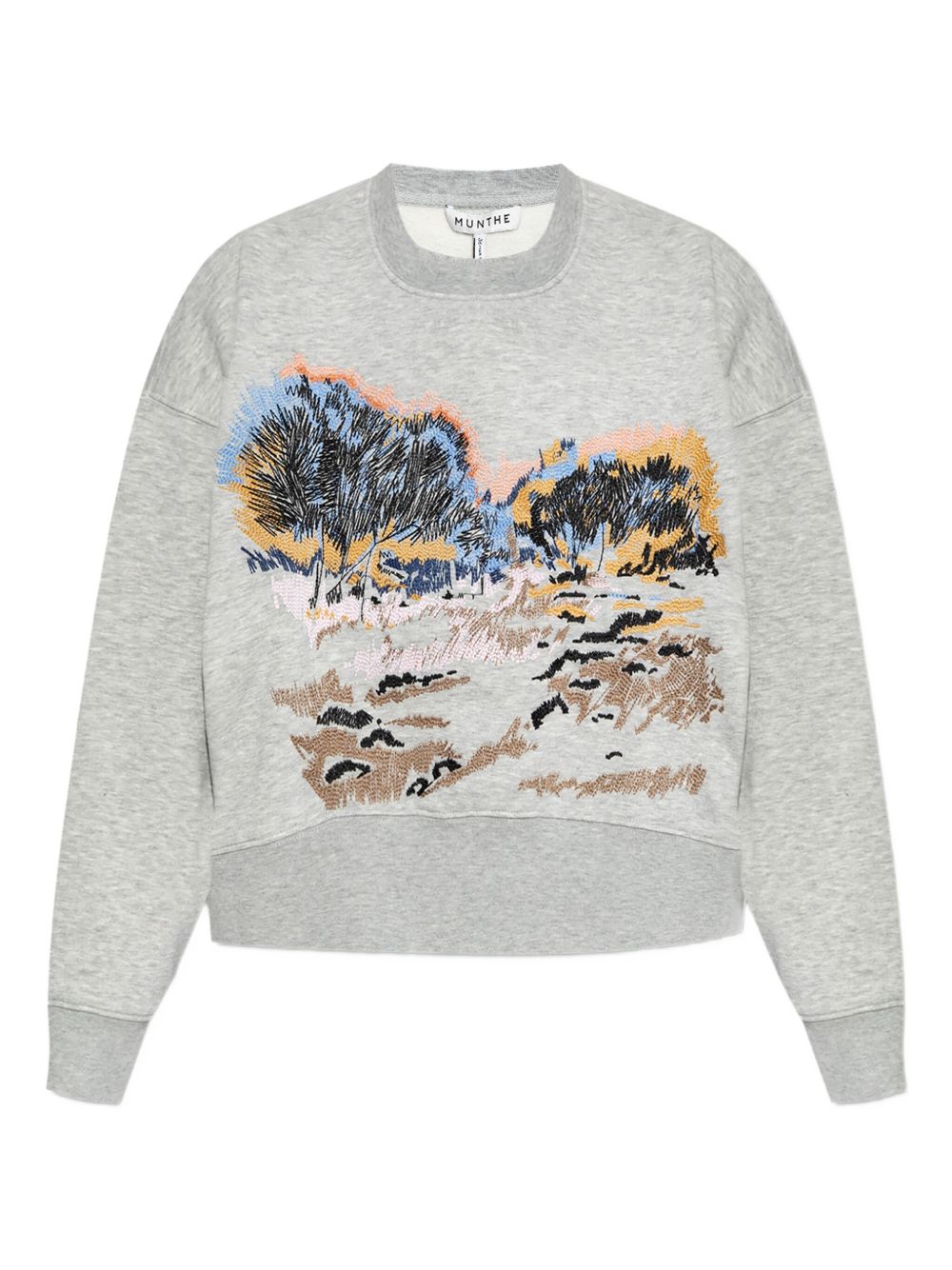 Landscape-embroidered sweatshirt - Grey