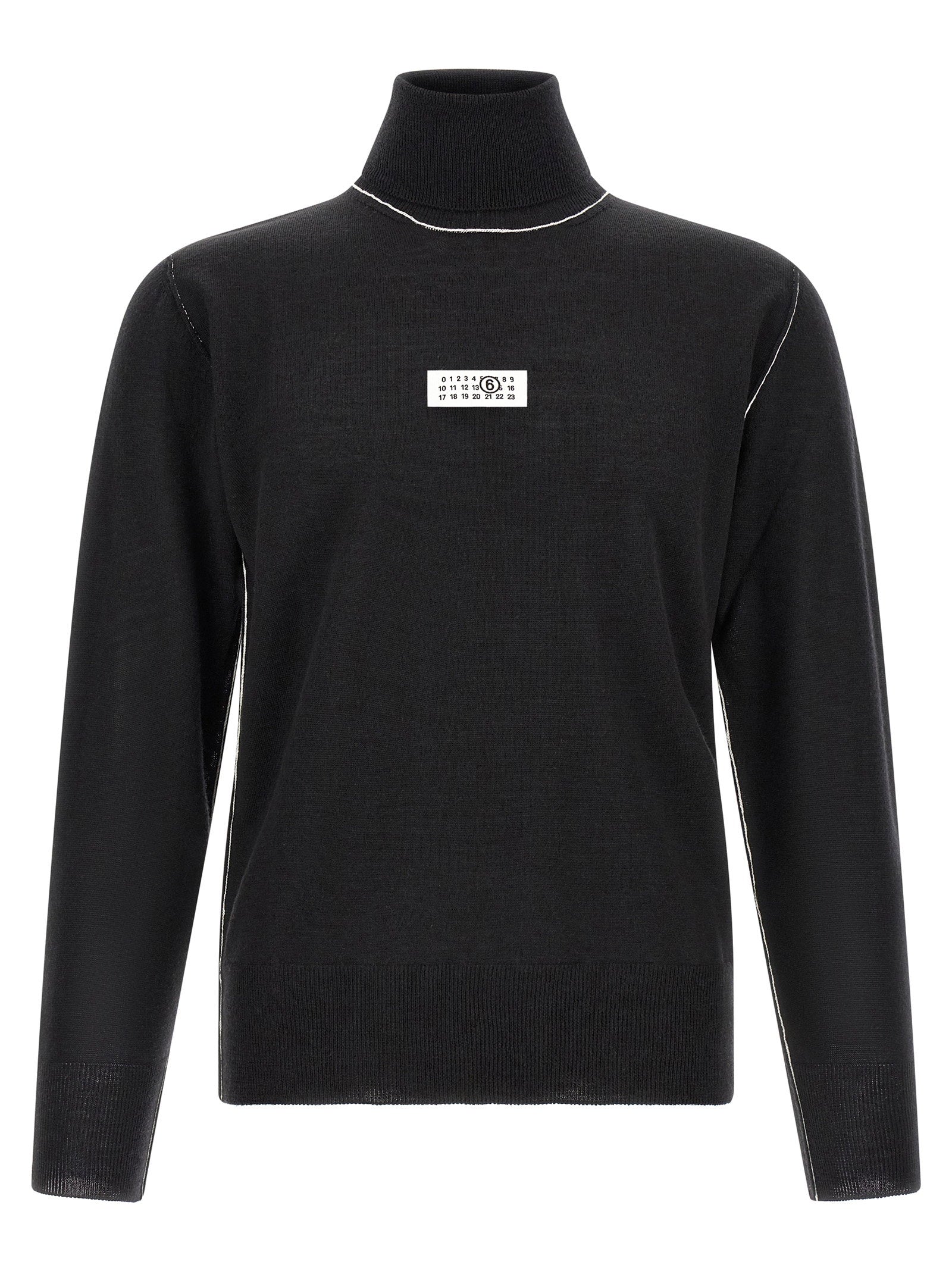 Virgin Wool Blend Turtleneck Sweater — Black