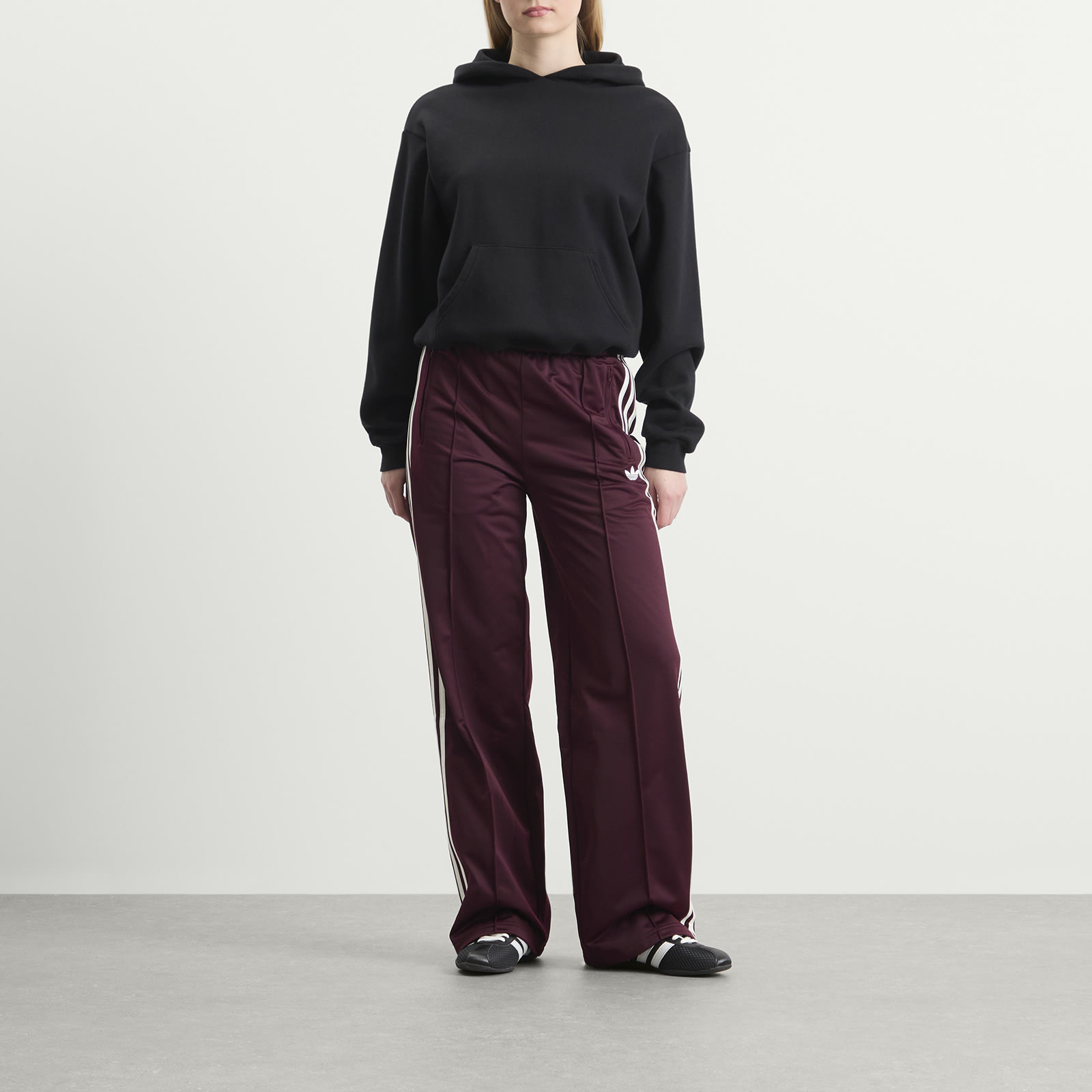 Women's Firebird Loose Trackpants in Maroon/Off White
