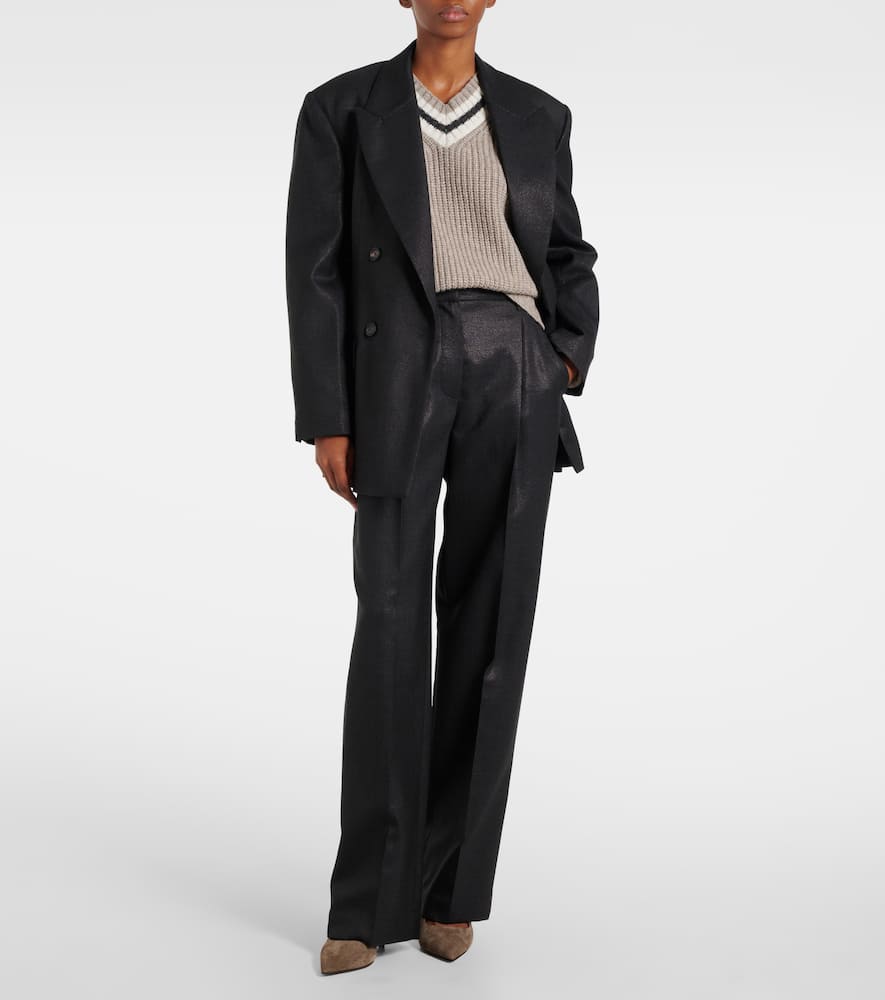 Wool-blend wide-leg pants