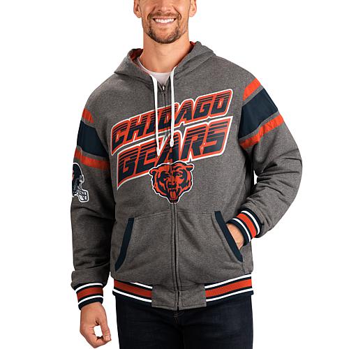 Men's Navy/Gray Chicago Bears Extreme Full Back Reversible Hoodie Full-Zi