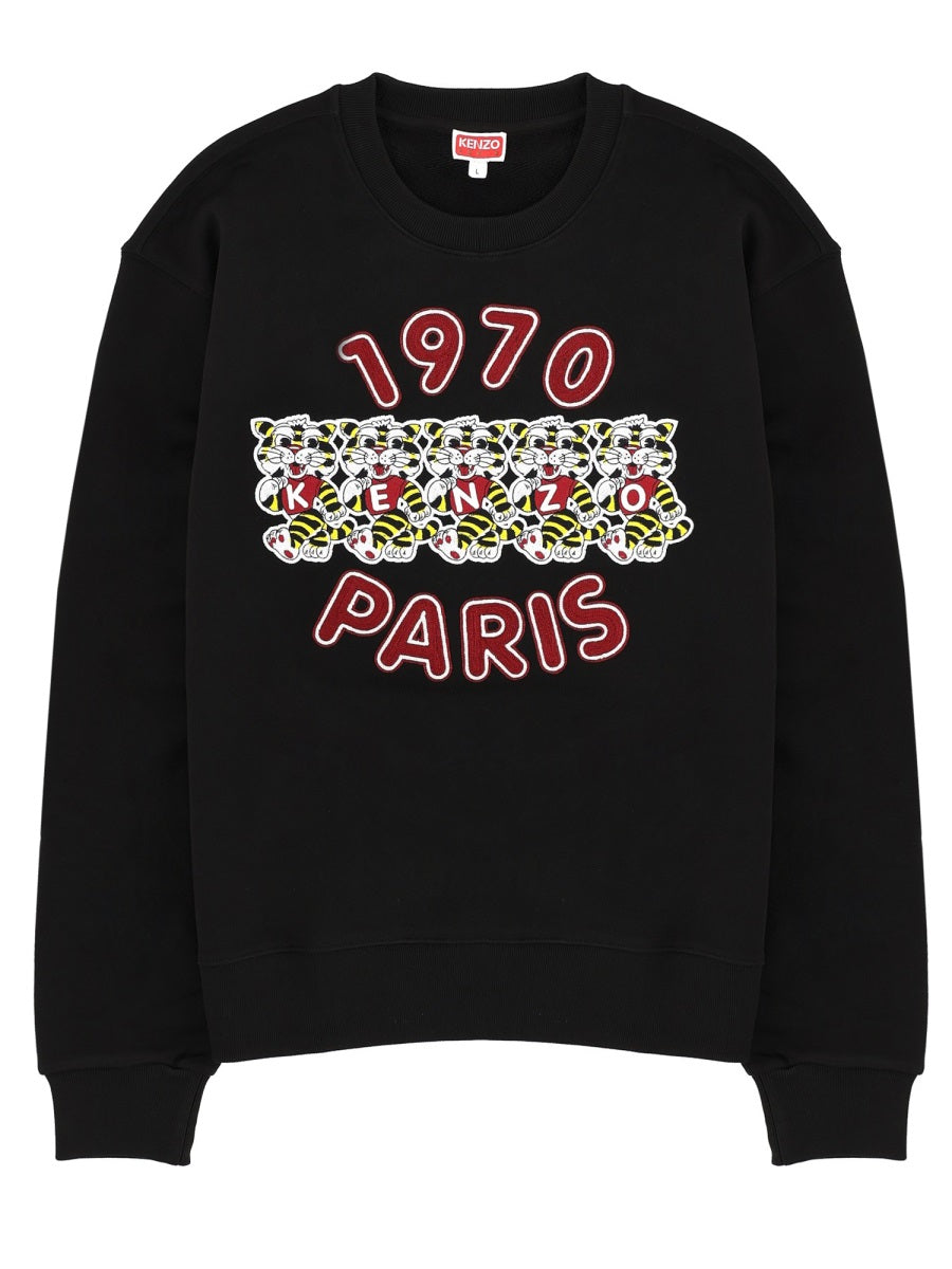 'Wild Tiger' Embroidered Sweatshirt in Cotton
