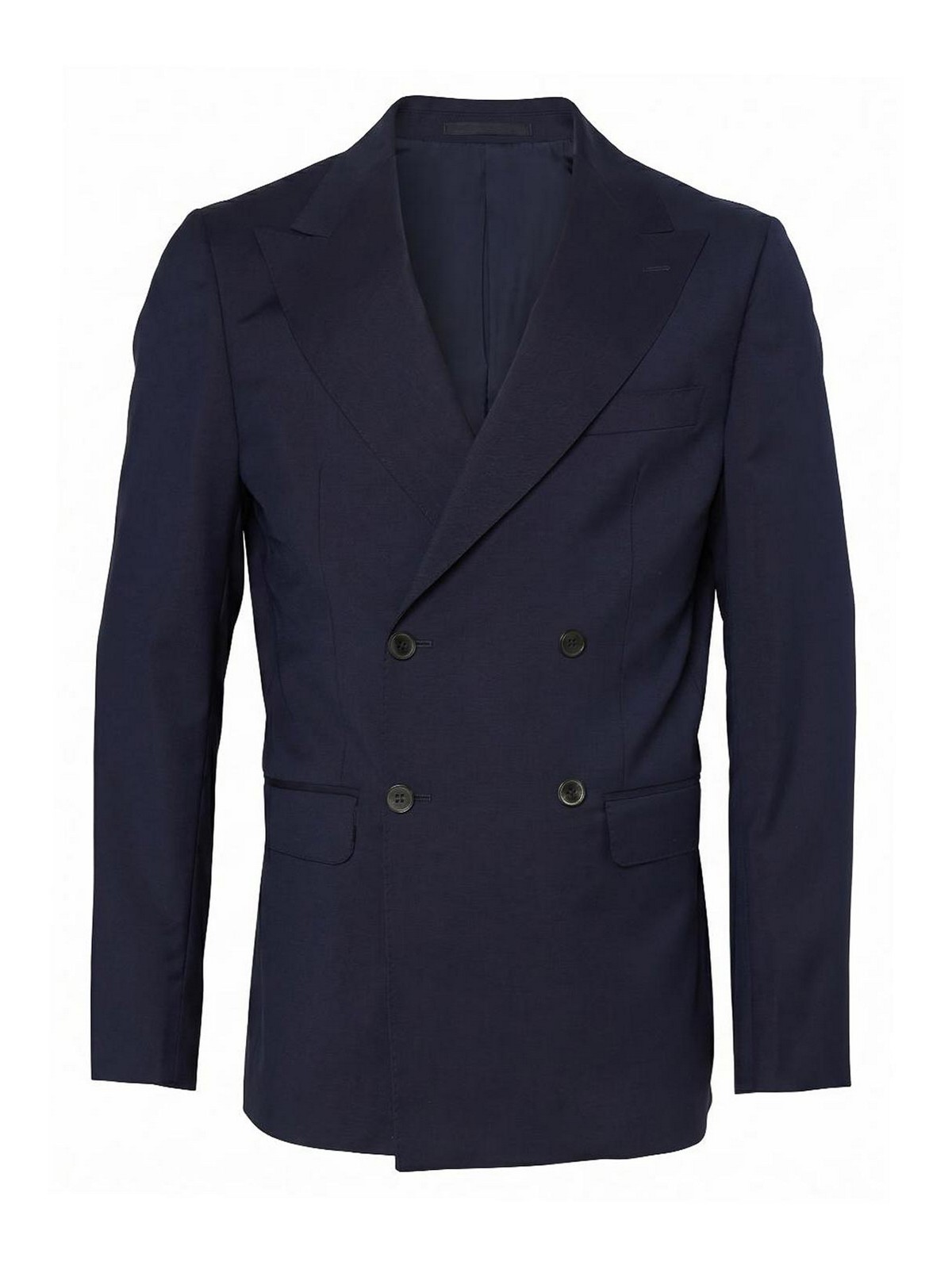 Regular-Fit Blue Wool Double-Breasted Blazer