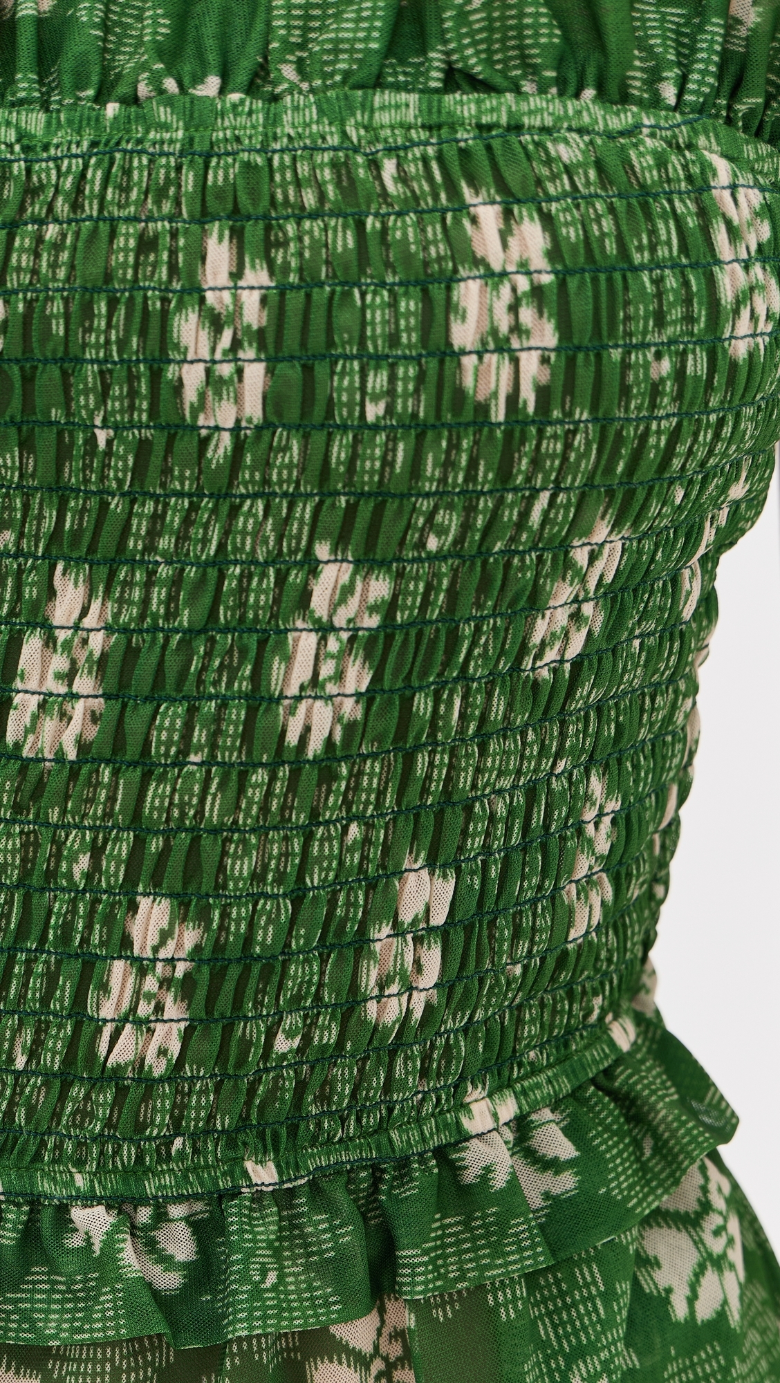 Gloria Print Smocked Dress Green
