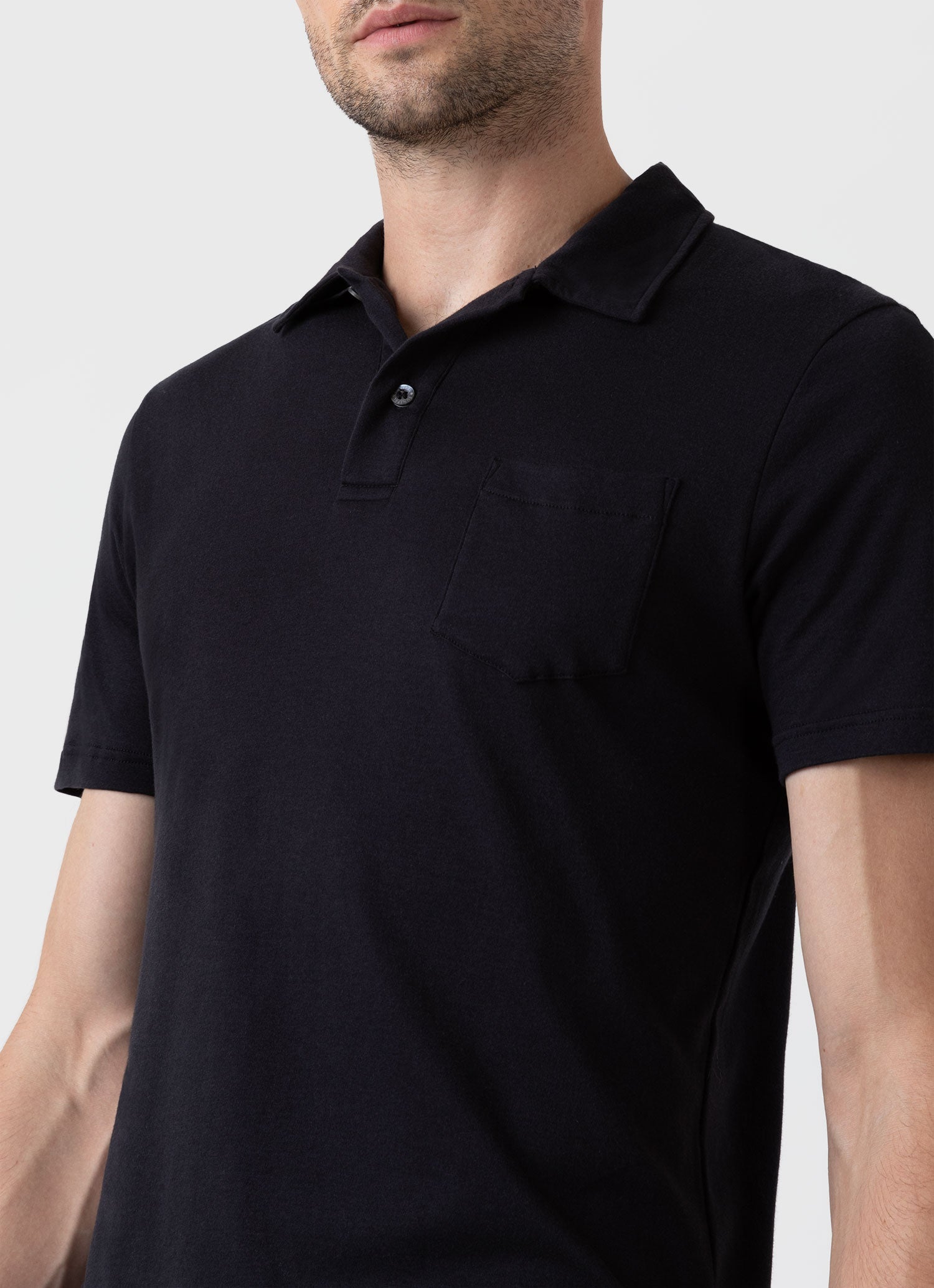 Men's Sea Island Cotton Riviera Polo Shirt in Black 100% Sea Island Cotton The Rarest Cotton in the World Regular Fit Extramely Soft and Breathable