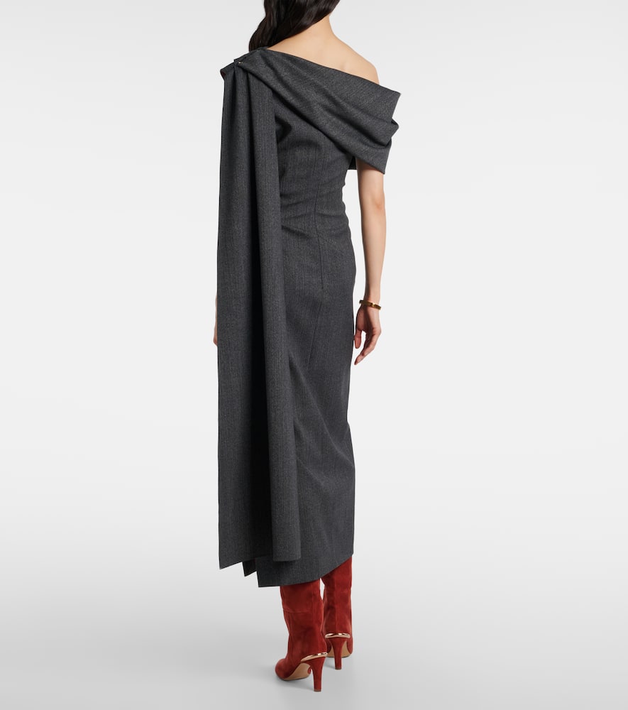 Maite herringbone draped midi dress