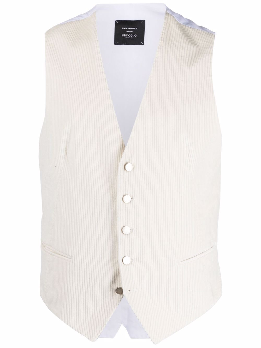 Corduroy single-breasted waistcoat - White