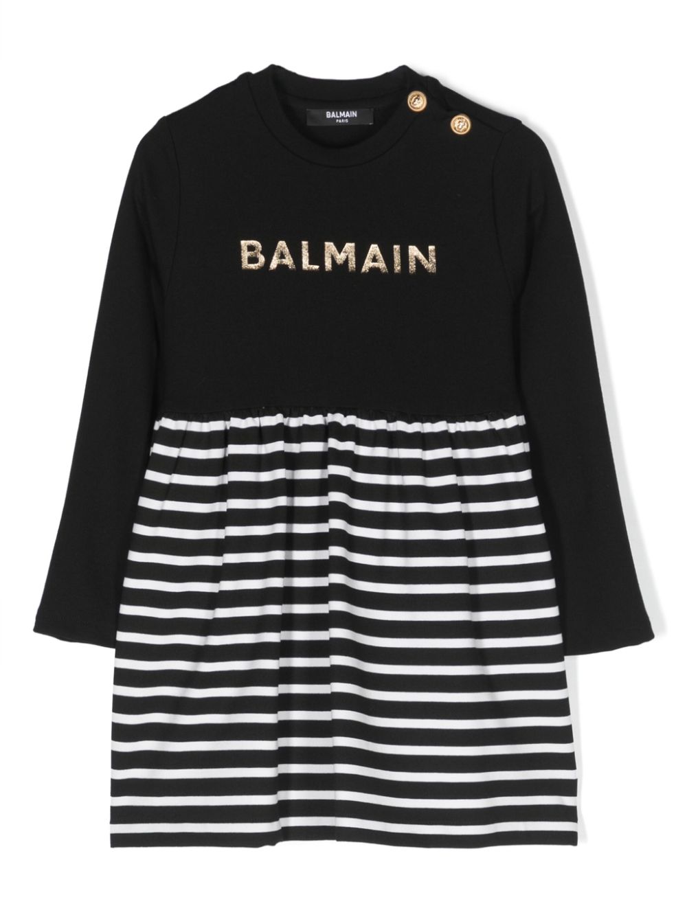 Logo-lettering long-sleeve dress - Black