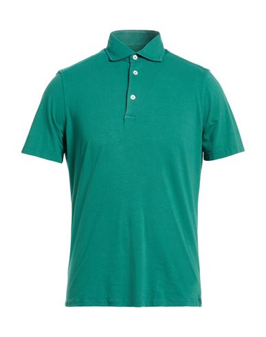 Silvery Man Polo shirt Green Size M Cotton, Elastane