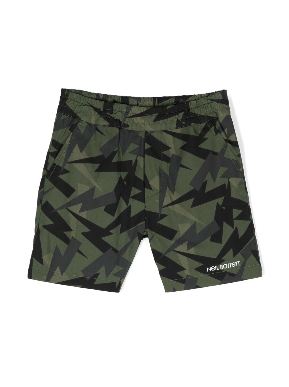 Lightning bolt-print cotton shorts - Green
