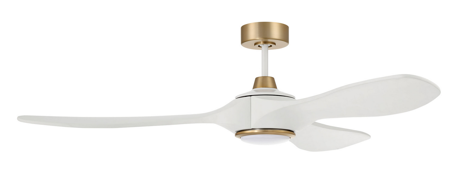 White Satin Brass 60" Ceiling Fan from the No Wifi Collection