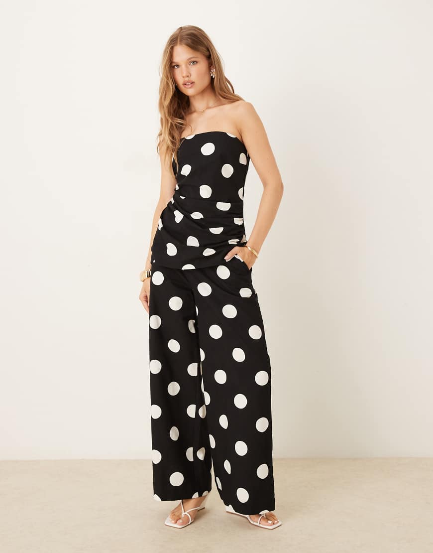 Marielle linen wide leg trousers co-ord in black