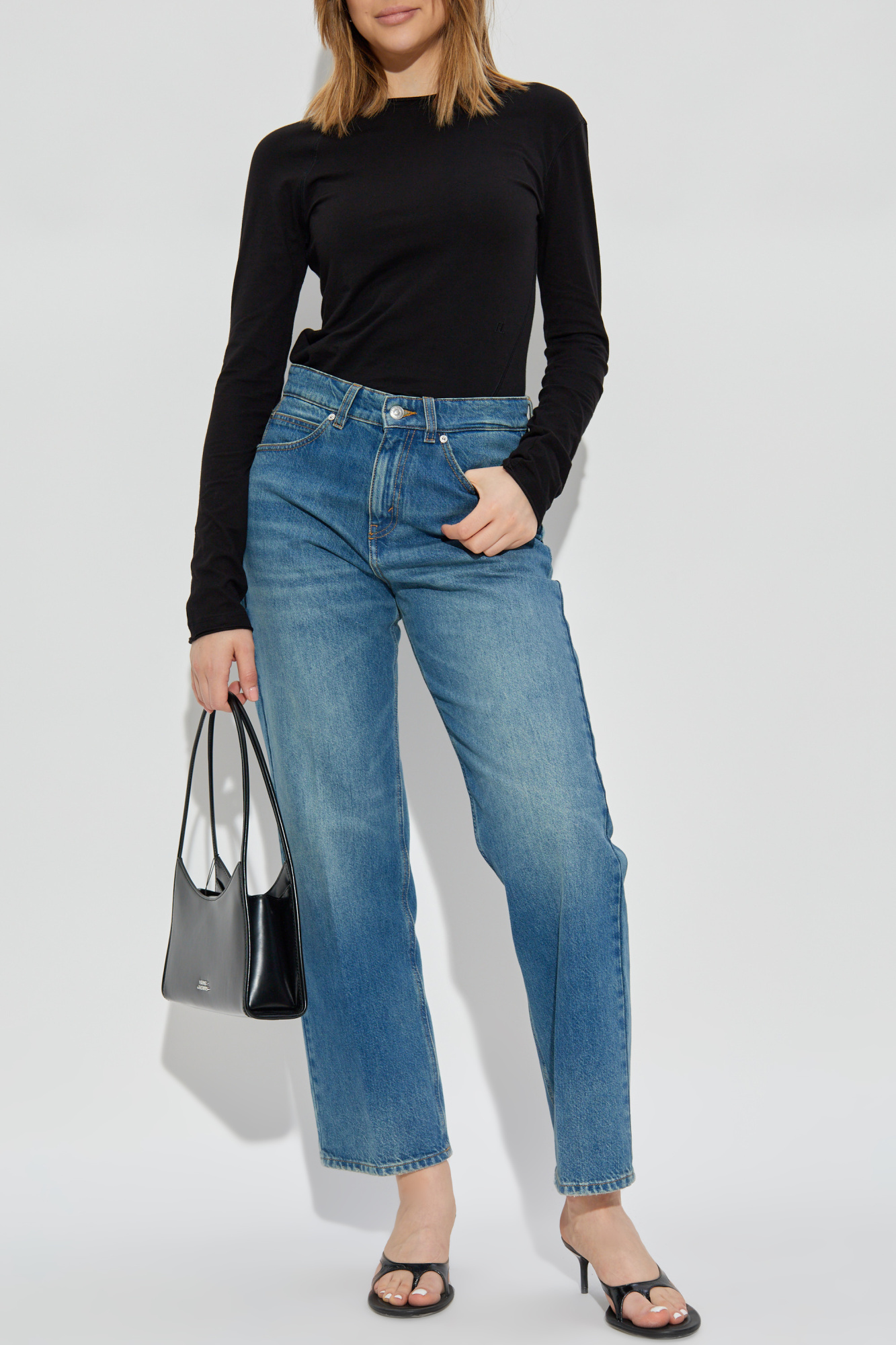 Helmut Lang Top With Embroidered Logo, Women's, Black