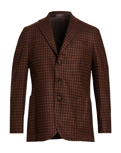 Man Blazer Chocolate brown Size 40 Virgin Wool, Linen, Silk, Elastane