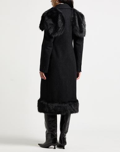Woman Coat Charcoal Size 6 Virgin Wool, Polyamide, Polyester