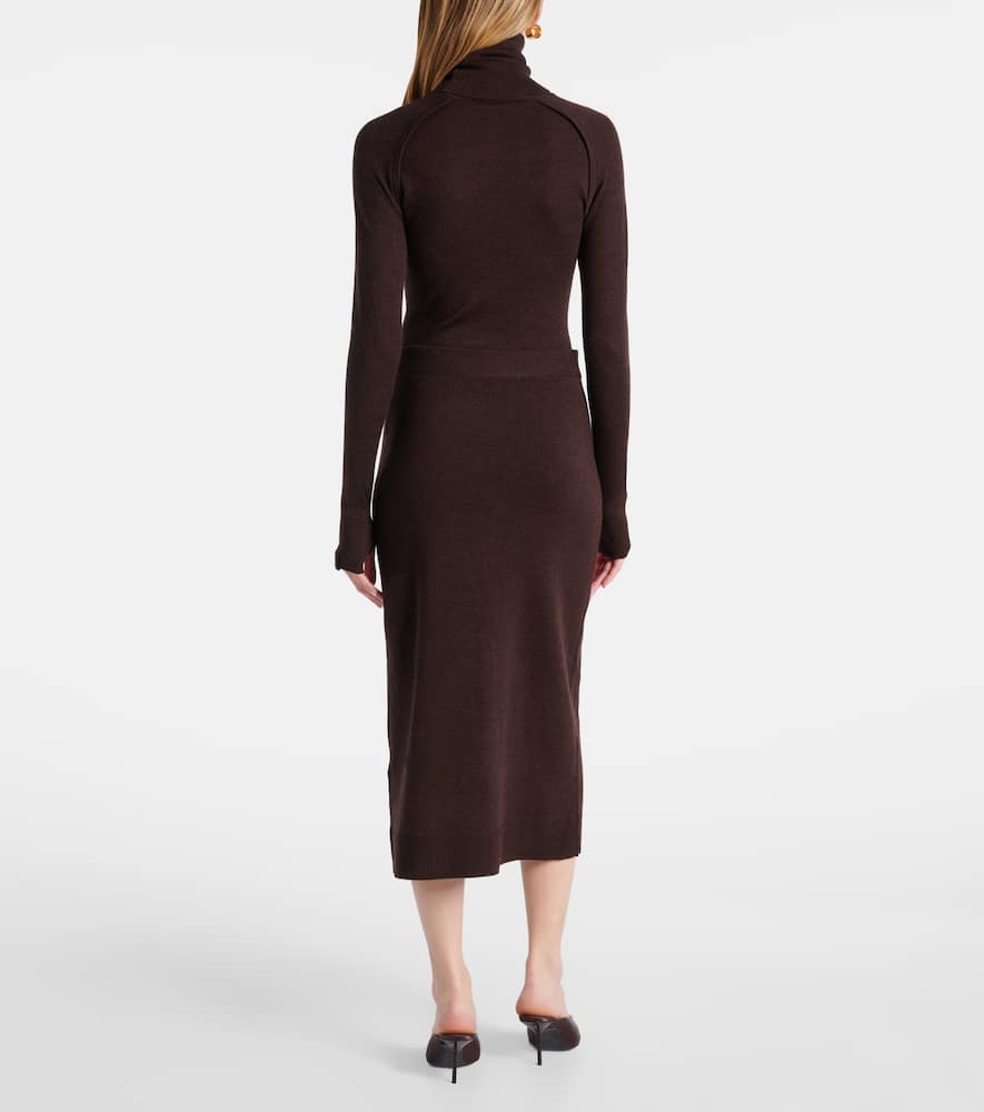 Knitted wool-blend midi skirt