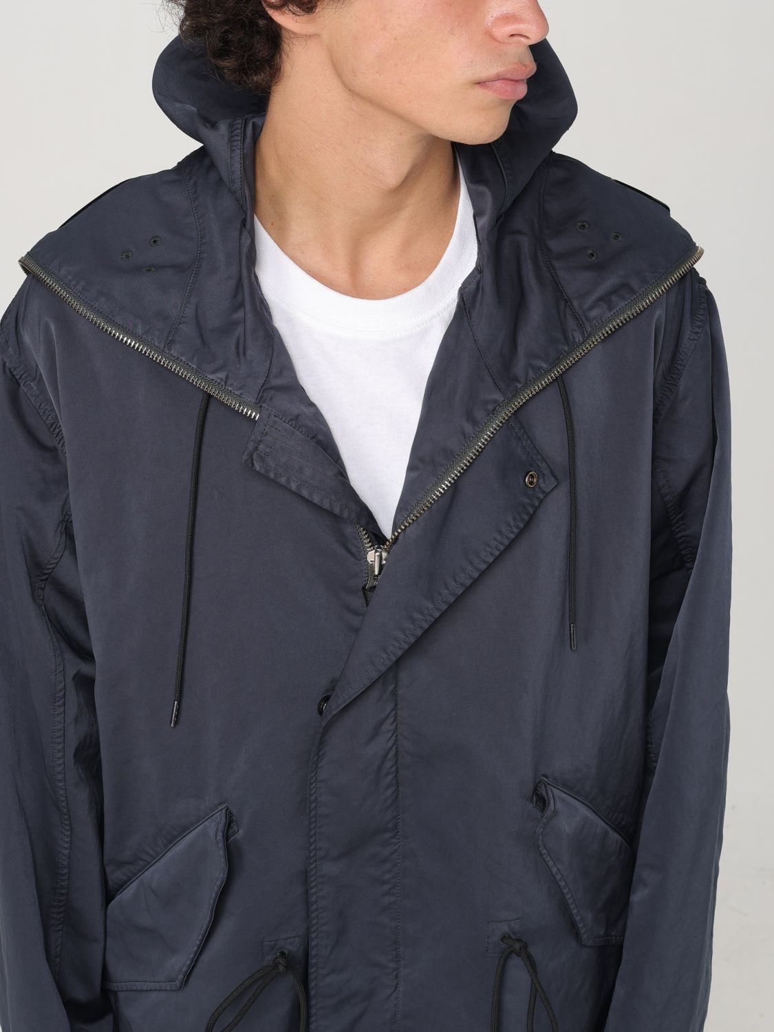 Goggles-detail padded coat - Black