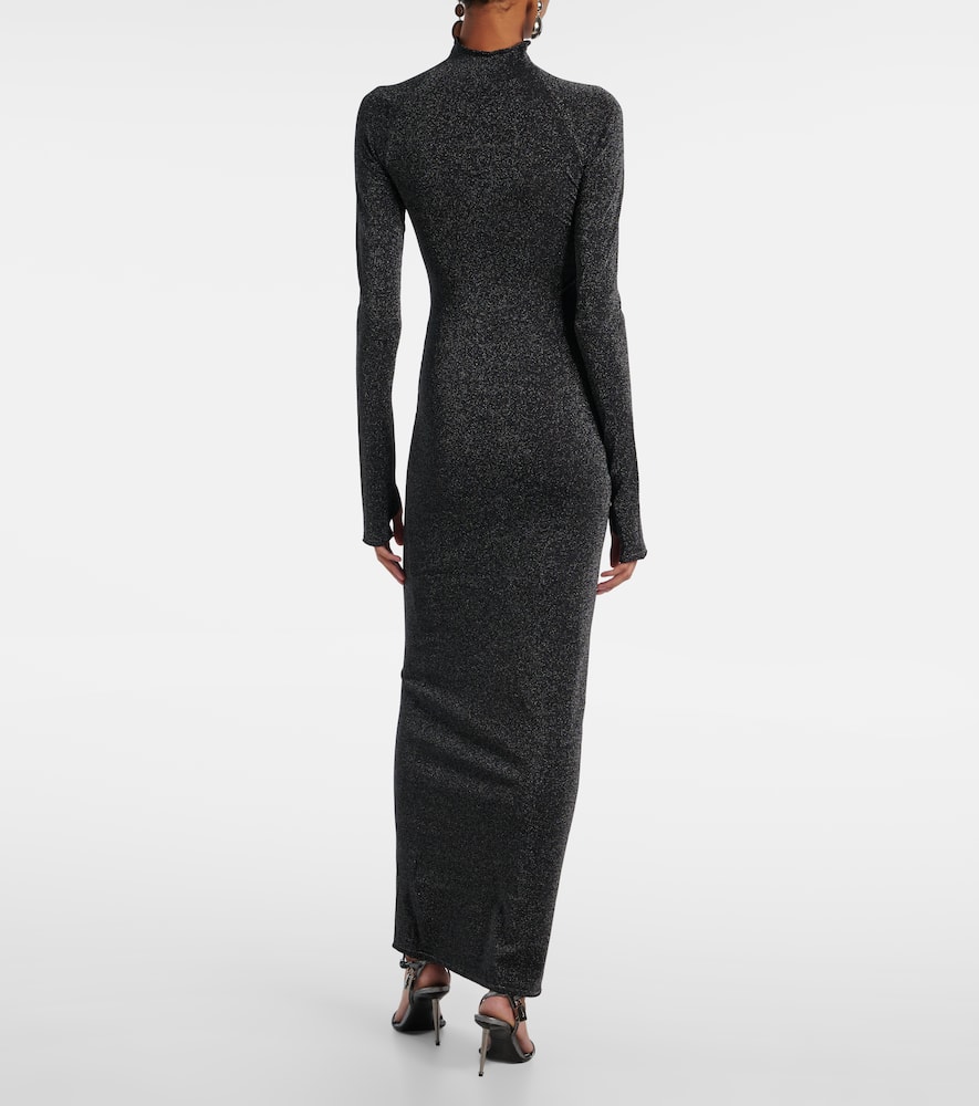 Lamé turtleneck maxi dress