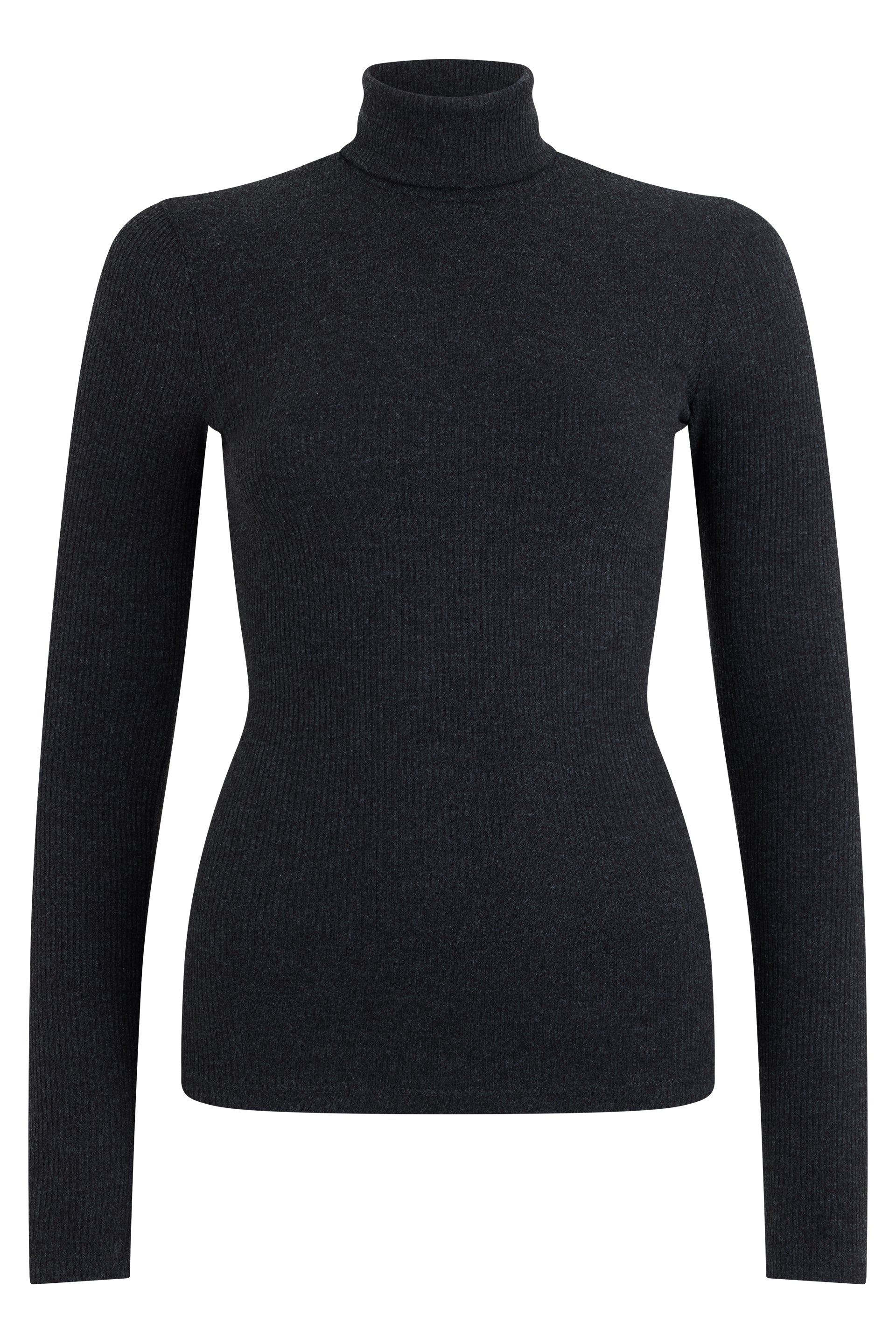 Fitted Turtleneck Sweater with Ribbing