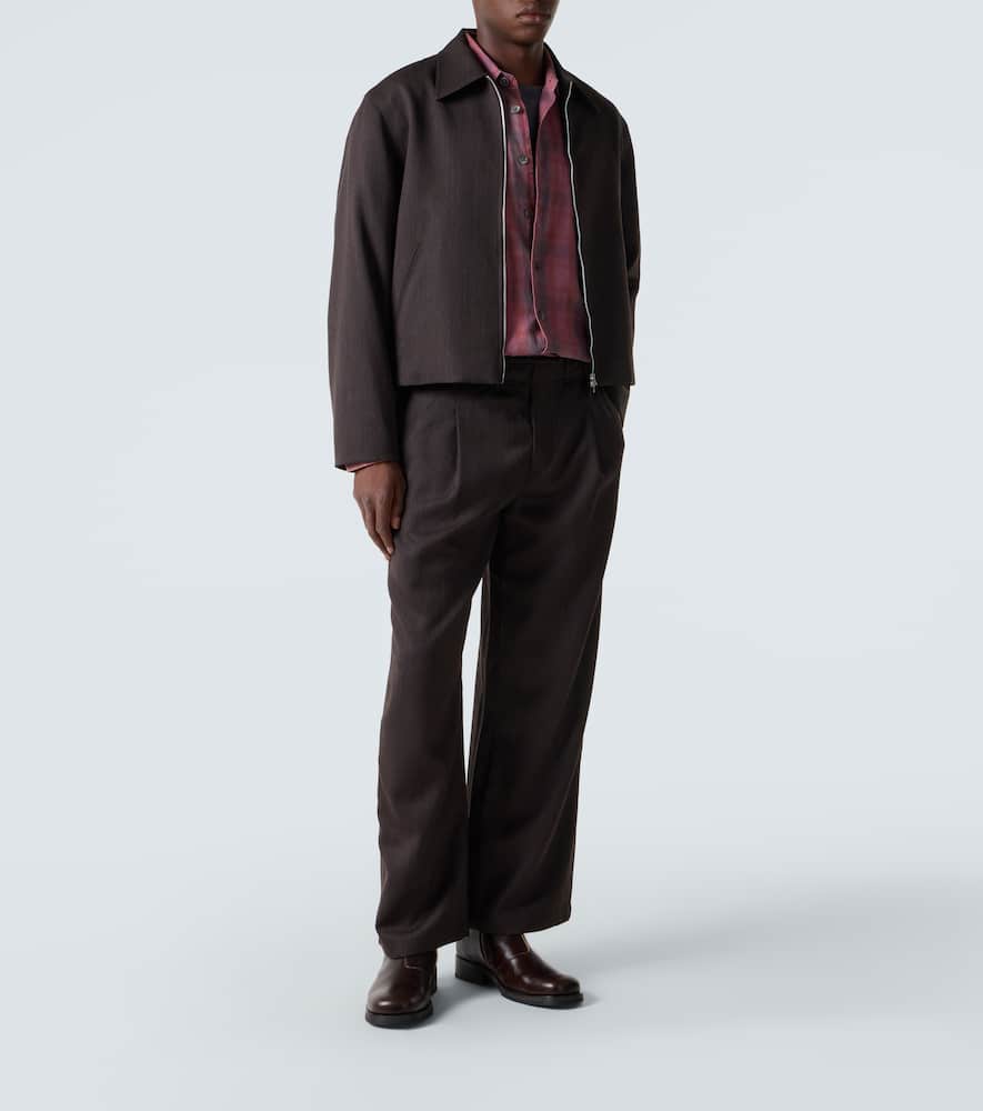 Leisure mid-rise wide-leg wool pants