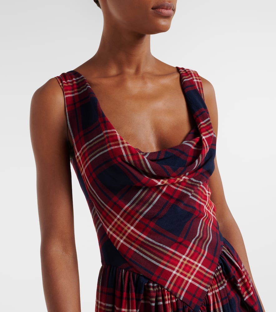 Sunday tartan draped bustier dress
