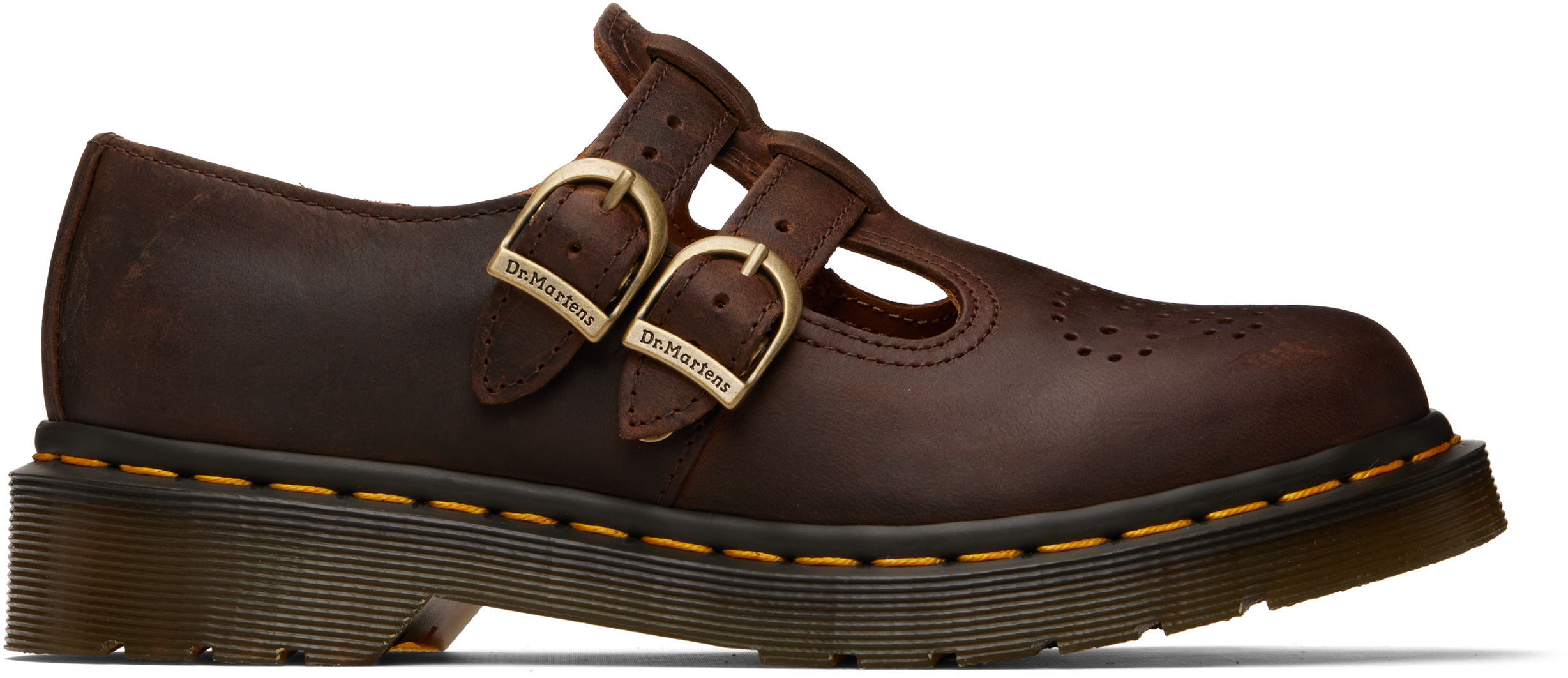 Brown 8065 Crazy Horse Leather Mary Jane Loafers
