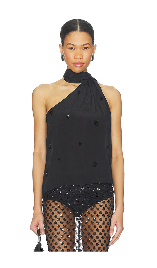 L'Academie by Marianna Brynn Embellished Top in Black - Black. L also in M, S, XL