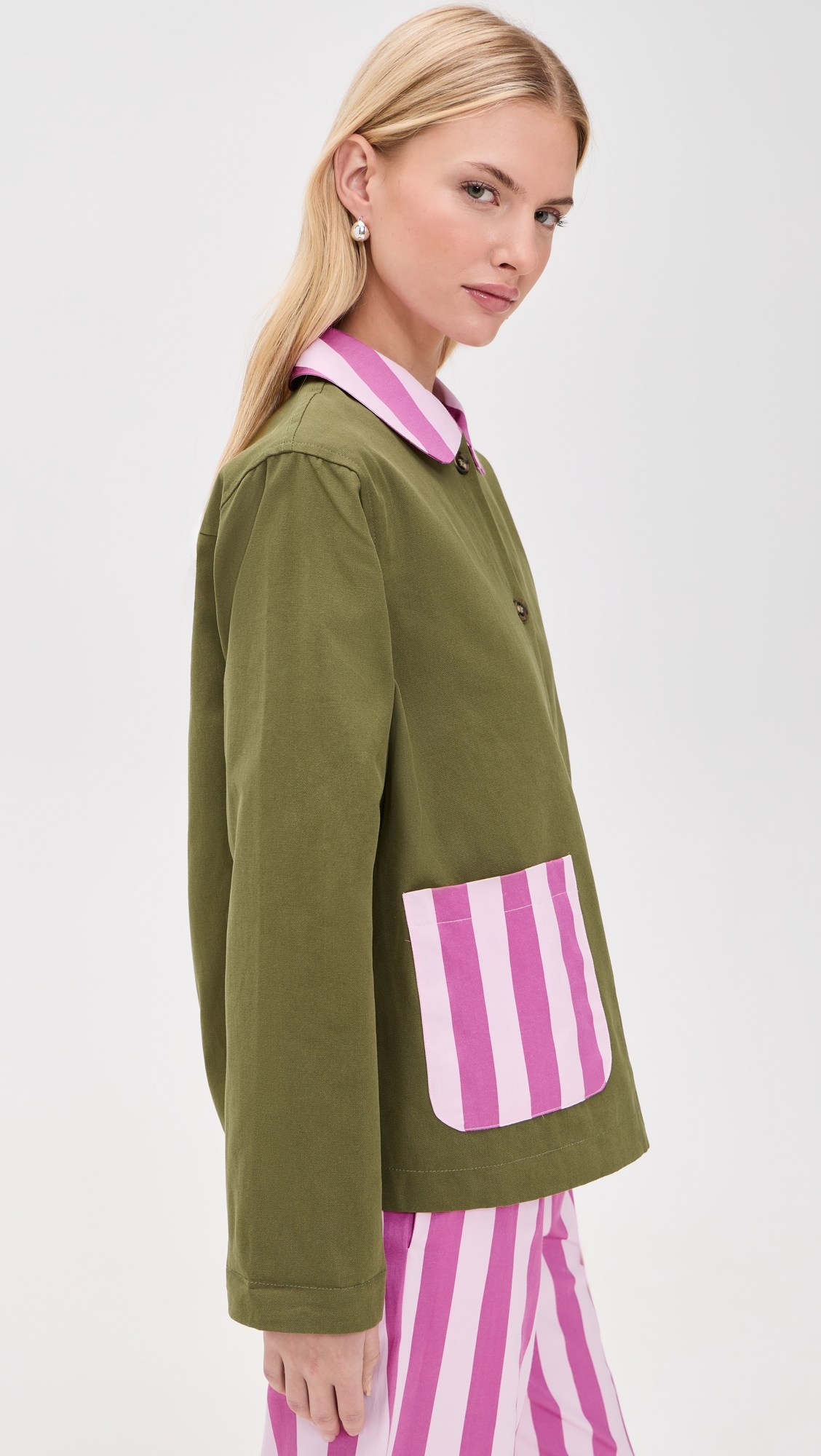 Dalston Jacket Green/Rose Stripe