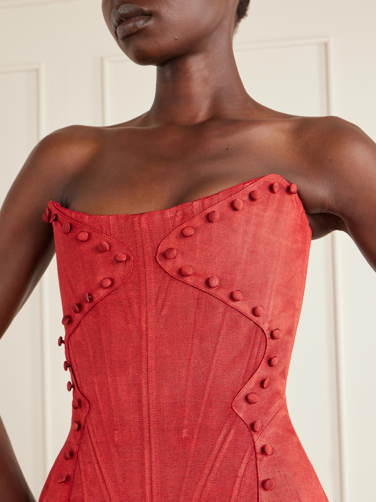 Searching For Me Corseted Silk-faille Mini Dress - Red