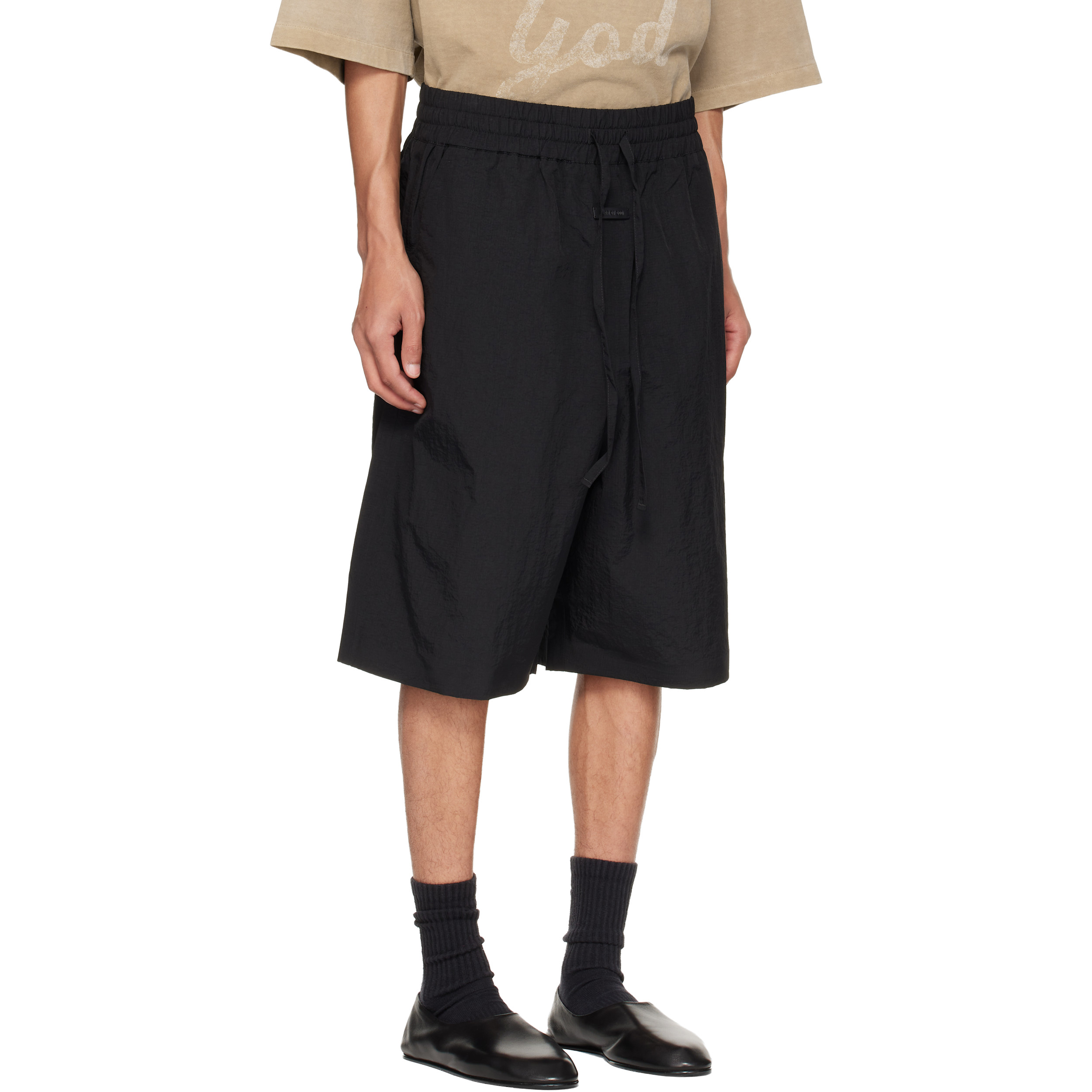 Black Nylon Ripstop Sport Shorts