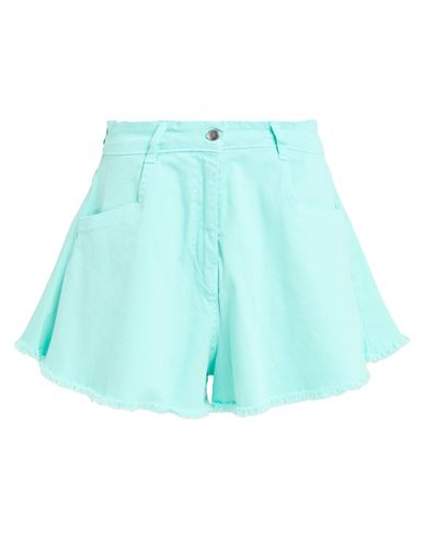 Woman Denim shorts Turquoise Size S Cotton, Elastane