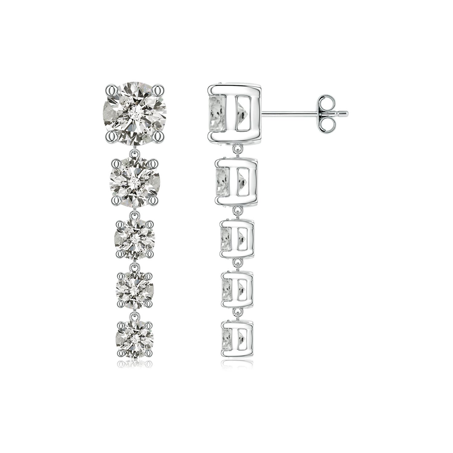 Angara 4.26 CTW Graduated Round Diamond Five-Stone Dangle Earrings in Platinum