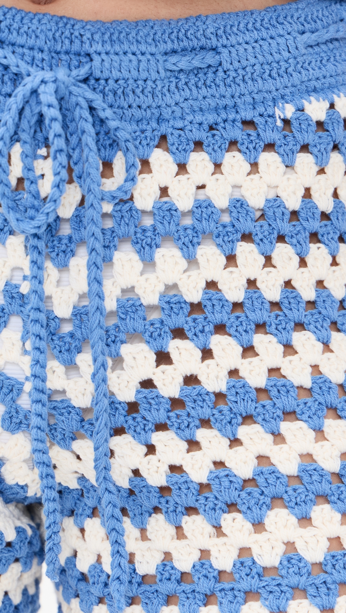 MINKPINK Cally Crochet Shorts Blue/White