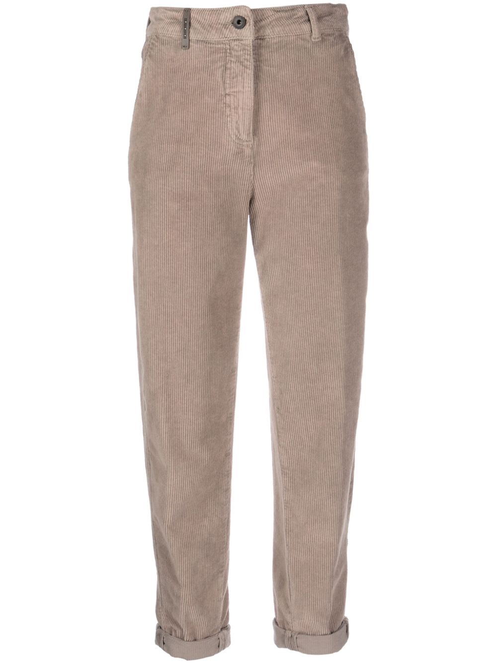 Corduroy cropped trousers - Brown