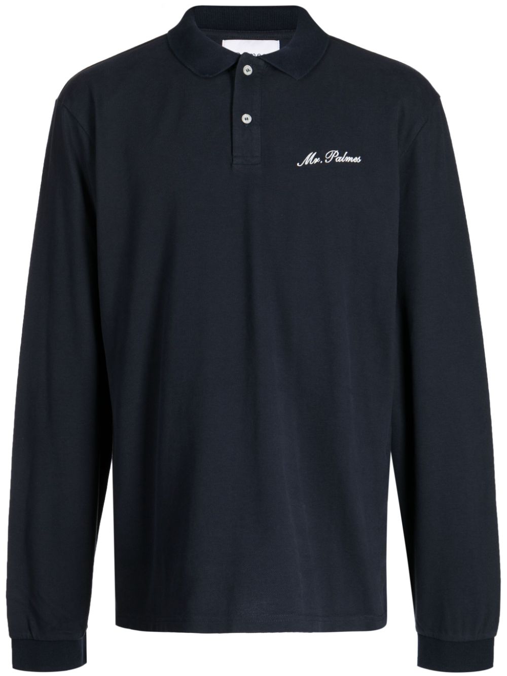 Logo-embroidered organic cotton polo shirt - Blue