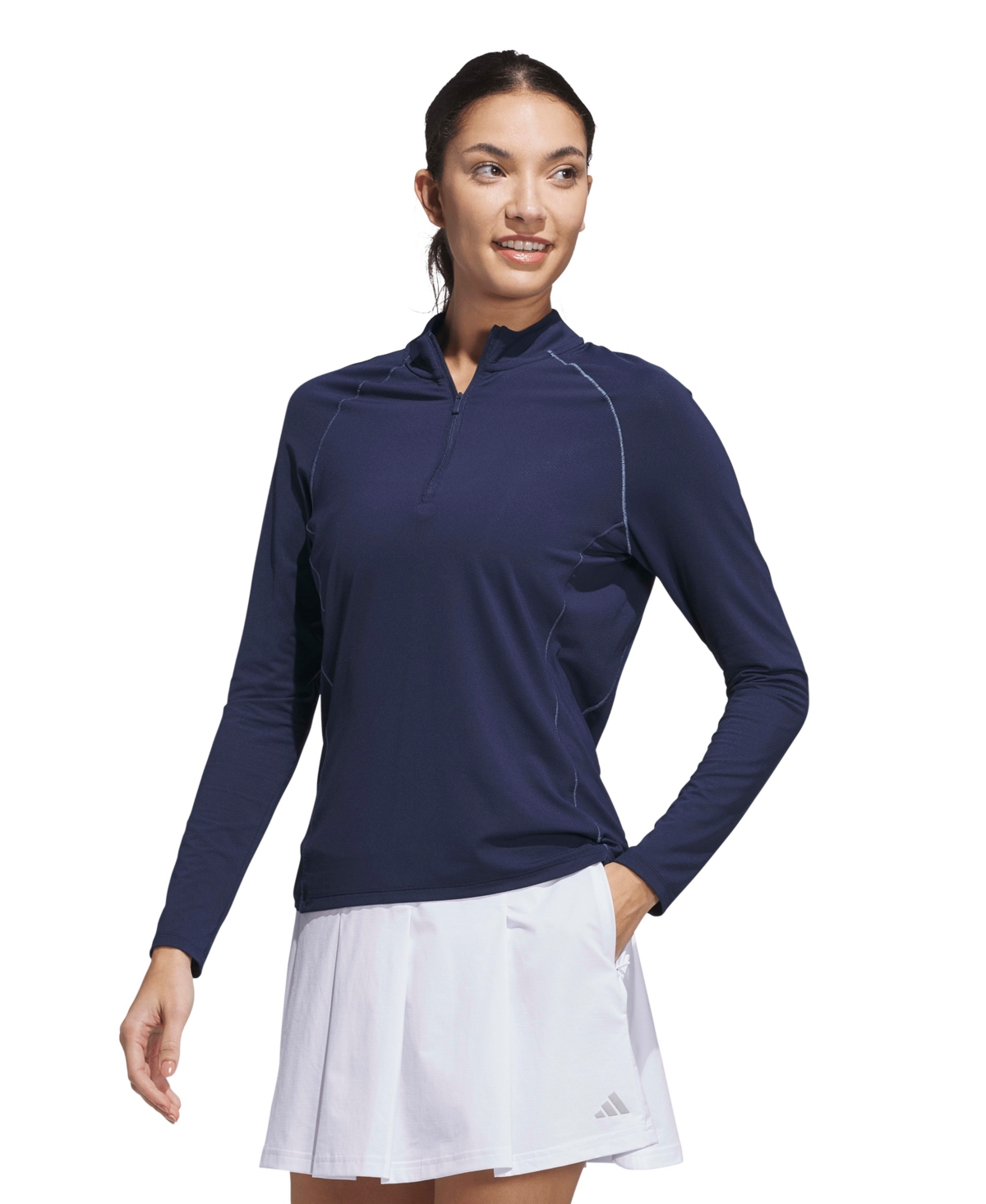 Women's Quarter-Zip Mock Polo Shirt - Collegiate Navy