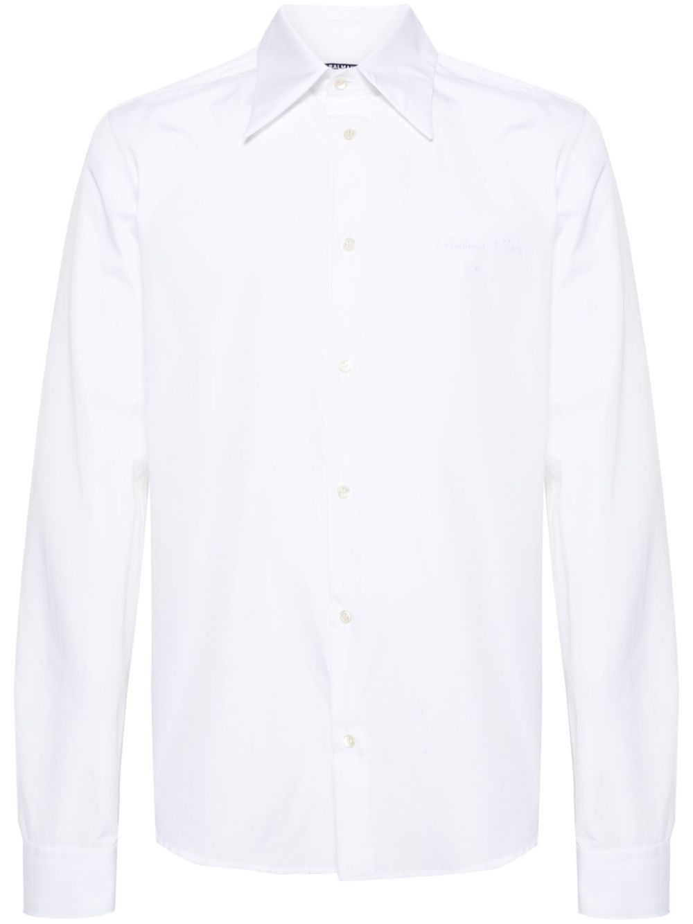 Logo-embroidered cotton shirt - White