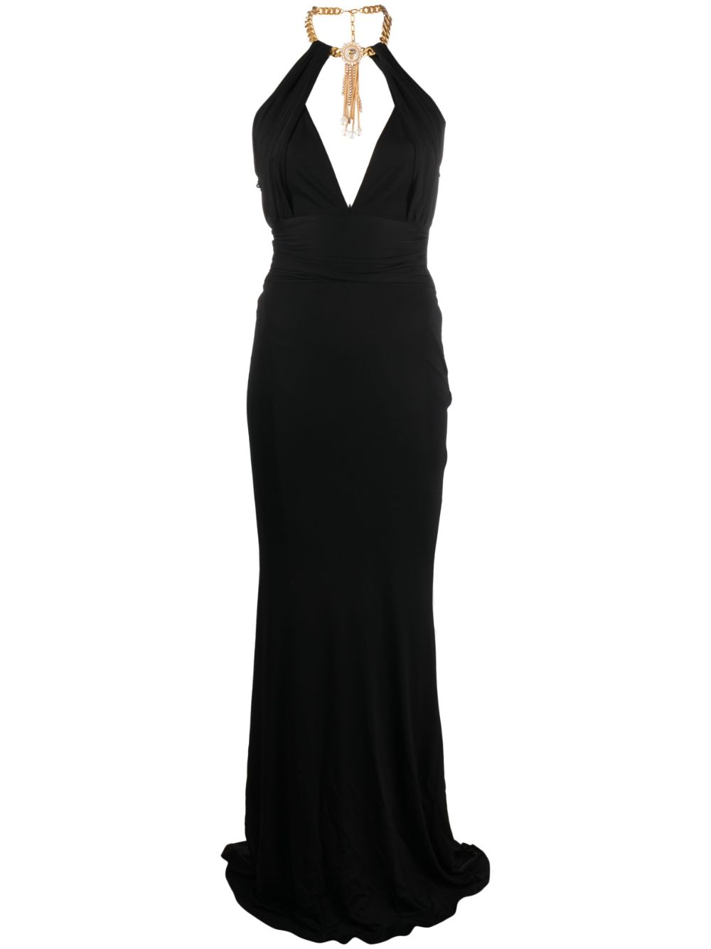 Cut-out neck-strap fitted dress - Black