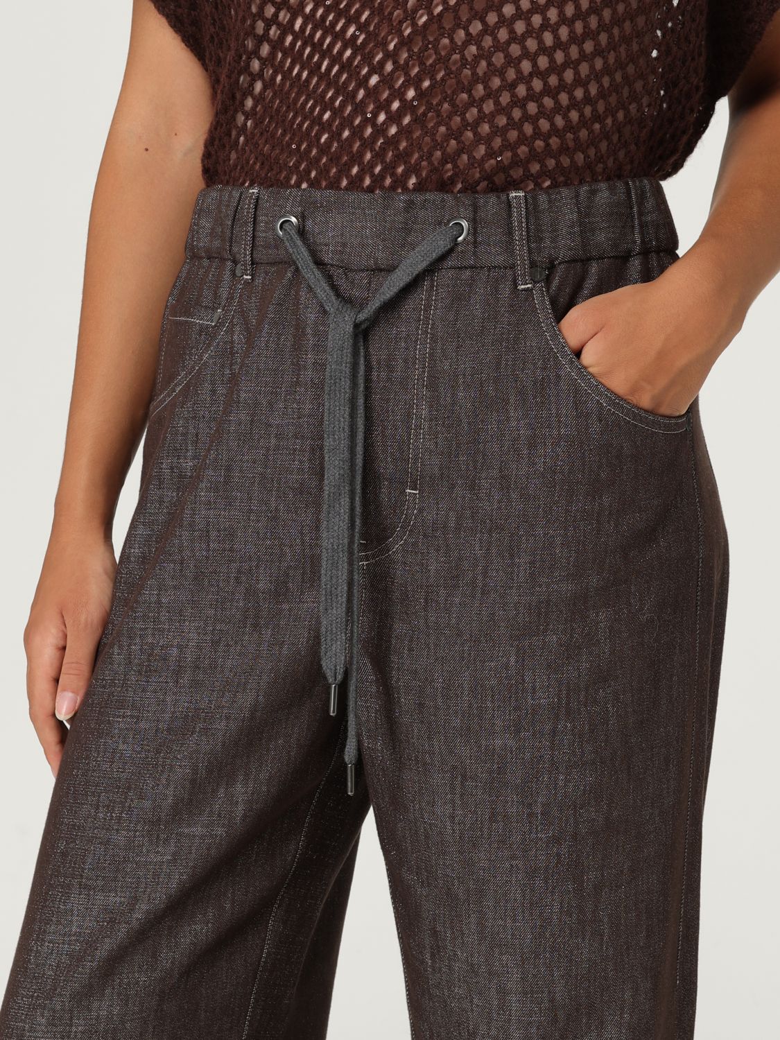 Drawstring-waist trousers - Grey