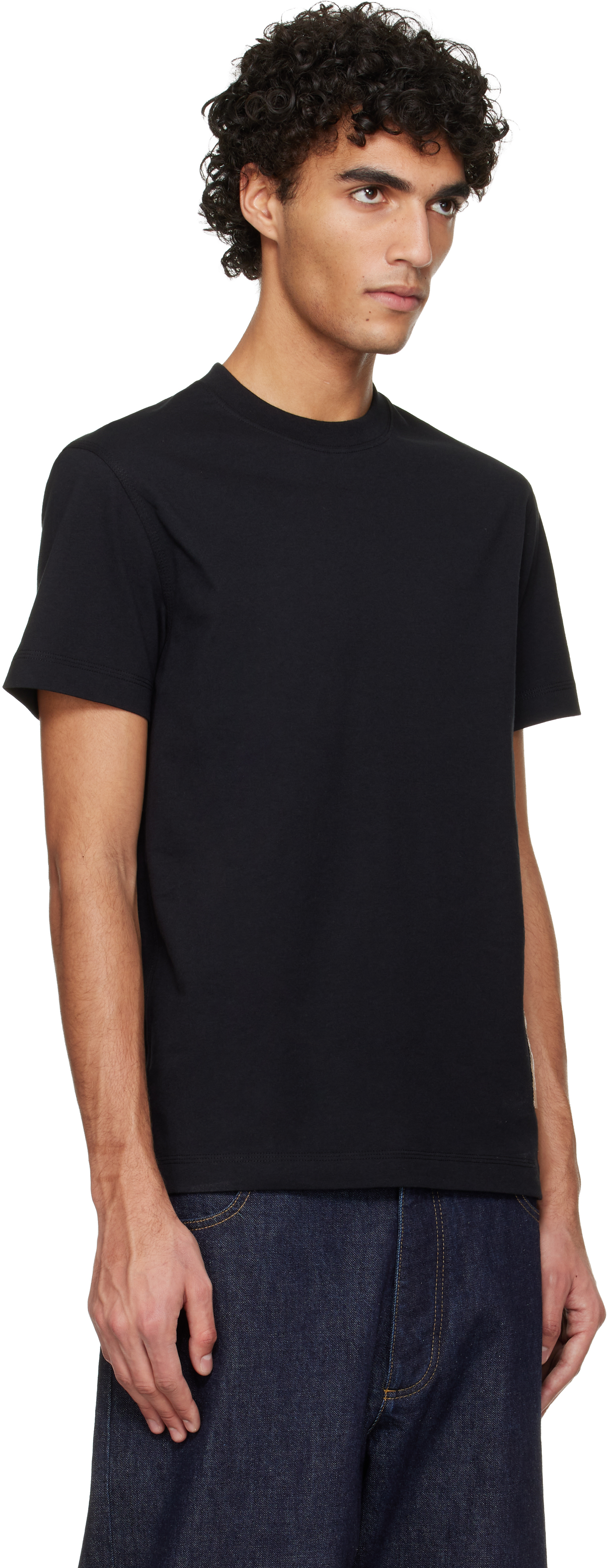 Black Check Label Cotton T-shirt