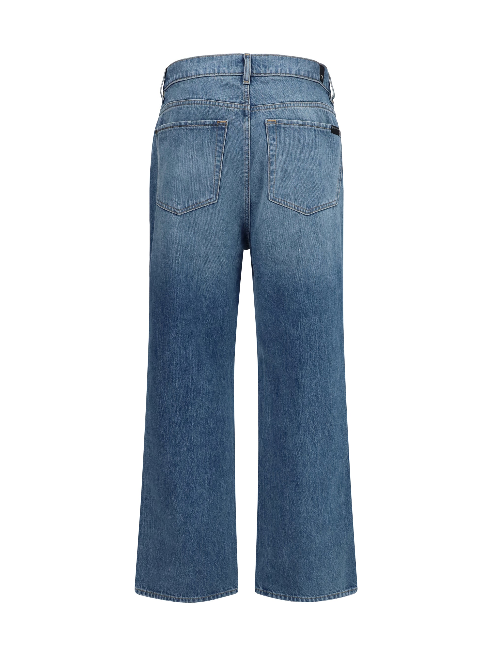 Wide-Leg Cotton Denim Jeans — Blue