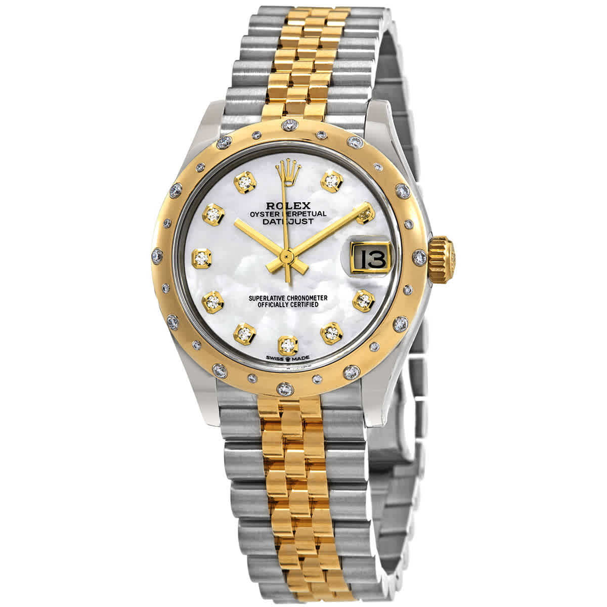 Datejust 31 Mother of Pearl Diamond Dial Automatic Ladies Steel and 18kt Yellow Gold Jubilee Watch 278343MDJ