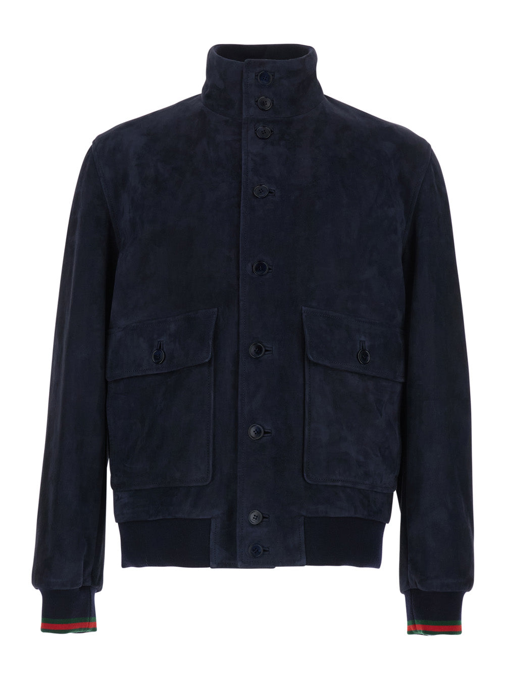 Suede Lambskin with Web-Detail Cuffs Jacket — Navy