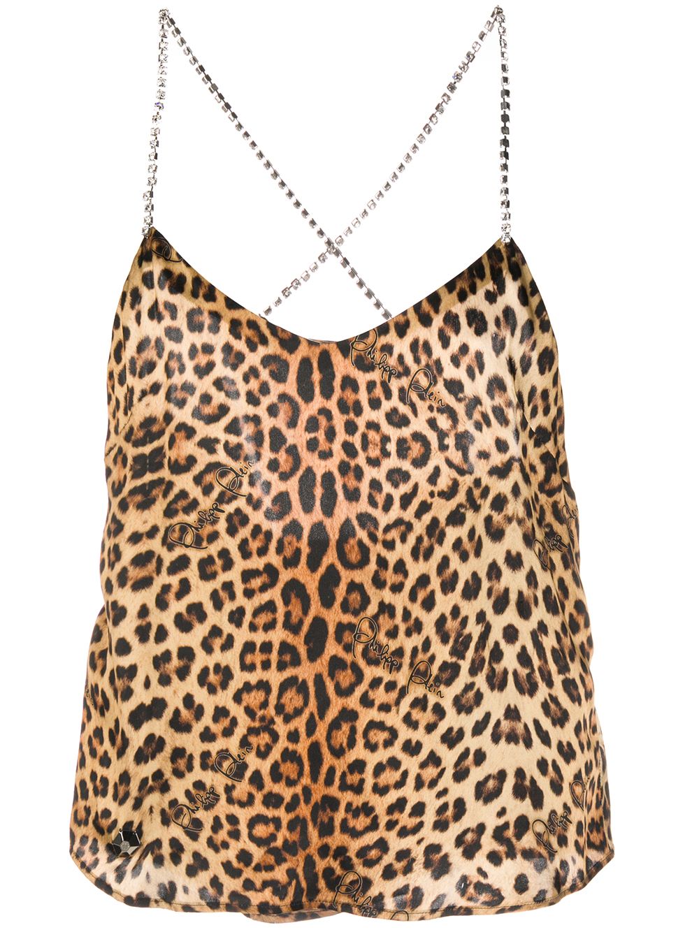 Leopard-print silk tank top - Brown
