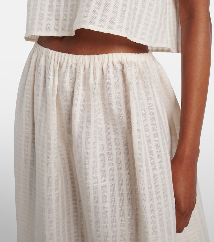 Kobe checked cotton and linen crop top
