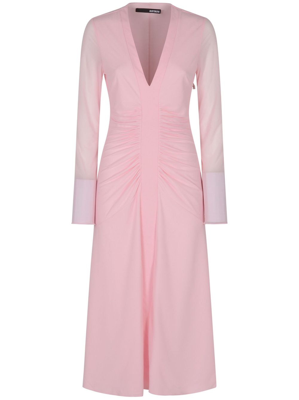 Ruched-detail midi dress - Pink